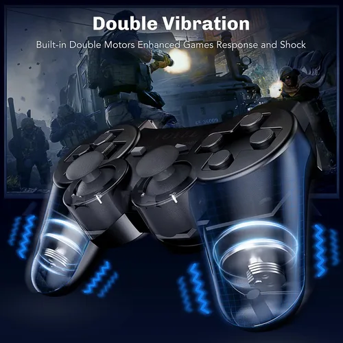 Vista 6 de VOYEE Wireless Controller Compatible with Playstation 3, PS-3 Controller with Upgraded JoystickRechargerable BatteryMotion ControlDouble Shock