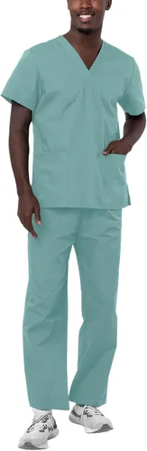 Vista 15 de Adar Uniforms Conjunto de ropa médica unisex universal - Juego de ropa médica unisex con cordón Negro