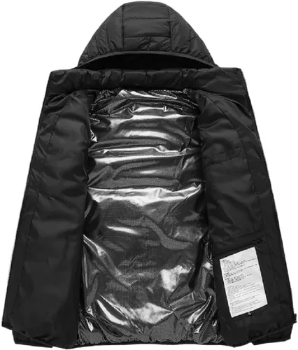 Vista 8 de Chaqueta térmica para hombres y mujeres, abrigo térmico con capucha, chaquetas cálidas, resistentes al viento, carga USB, calentador de cuerpo, 21