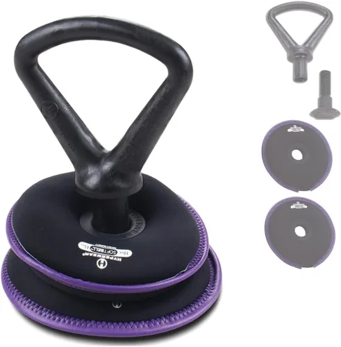 Vista 7 de Hyperwear SoftBell - Juego de pesas rusas ajustables, discos de peso suaves recubiertos de vinilo con base de goma, equipo versátil de gimnasio