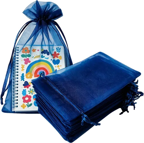 Vista 18 de Paquetes de 50 bolsas de regalo de organza de 4 x 6 pulgadas con cordón negro transparente, decoraciones de embalaje de tela transparente
