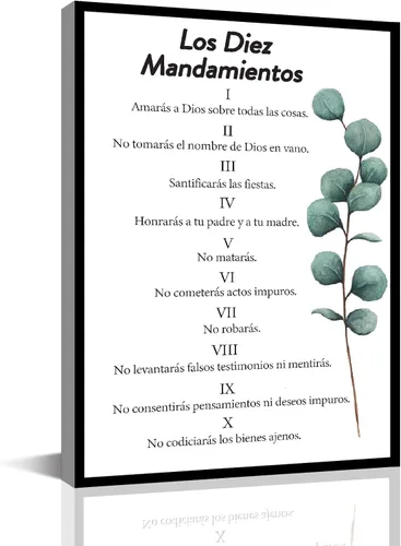 Vista 9 de Los 10 Mandamientos En Español Para Pared Versículo de la Biblia Arte de Pared Escritura Bíblica 10 Mandamientos Lienzo Pintura Religiosa Sala