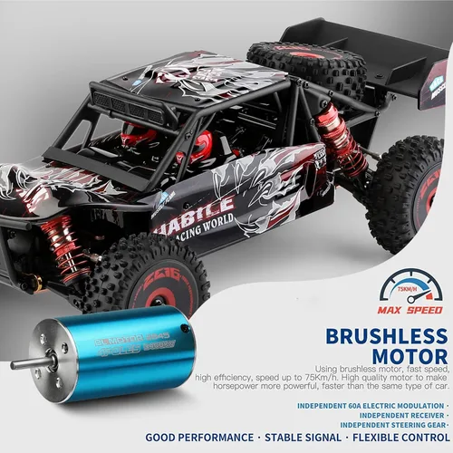 Vista 6 de GoolRC WLtoys 124016 V2 - Auto a control remoto a escala 1:12, 4WD 46.6 mi/h, camión de carreras de alta velocidad, 2.4 GHz todo terreno todoterreno