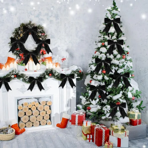 Vista 5 de Cinta de terciopelo de Navidad de 100 yardas, cinta ancha de Navidad con cable, cinta de Navidad para exteriores, impermeable, envoltura