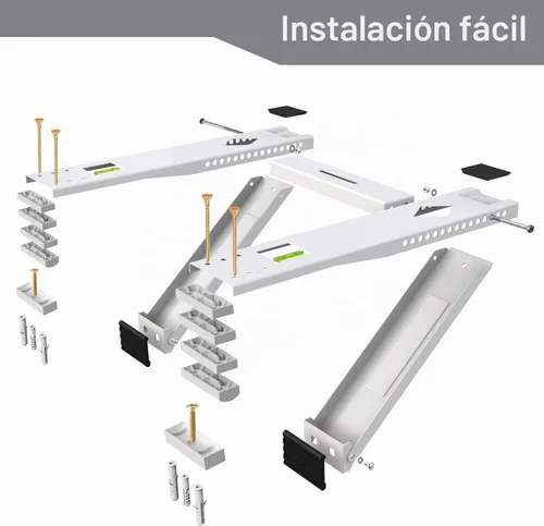 Vista 4 de Soporte de aire acondicionado de ventana con 2 brazos, soporte de CA resistente para unidad de ventana, kit de instalación de hasta 200 libras