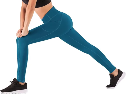 Vista 3 de IUGA Pantalones deportivos para yoga y entrenamiento para mujer, de talle alto, con control de abdomen, bolsillos, tela elástica en 4direcciones
