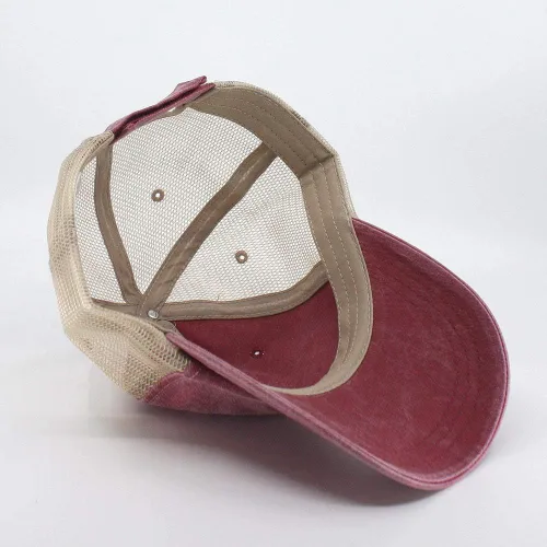 Vista 3 de Gorra de béisbol ajustable de malla suave de algodón lavado vintage