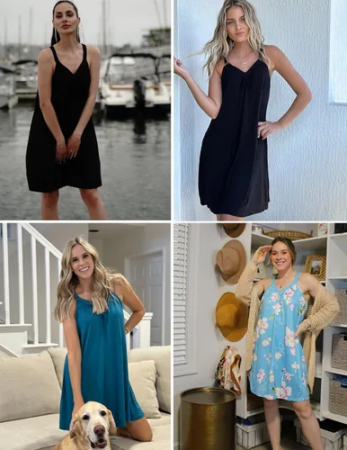 Vista 5 de Ekouaer - Camisón sin mangas para mujer, cuello en V, espalda cruzada también sirve como ropa para dormir