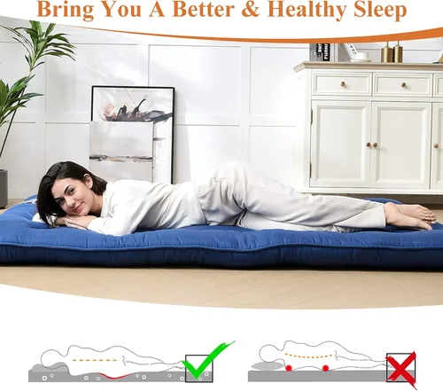 Vista 3 de Colchón de futón grueso para dormir, colchón plegable para adultos, niños, tapete de tatami, colchón de campamento, viaje por carretera, tapete