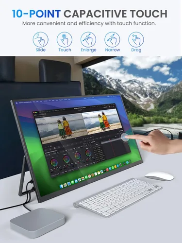 Vista 3 de UPERFECT Monitor portátil con pantalla táctil 2K QLED, monitor de juegos de 22" con VESA y soporte ajustable de 180°, 2560×1440 QHD FreeSync HDR