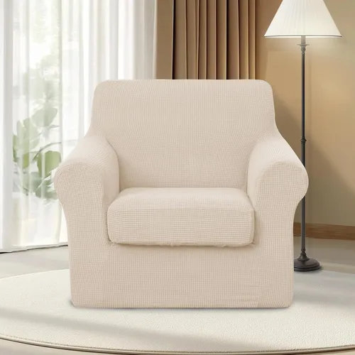 Vista 2 de U-NICE HOME - Fundas elásticas para silla, 2 piezas, color beige