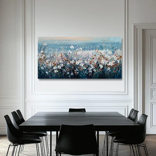 Vista 5 de GAIDUOMAI Lienzo de flores silvestres para dormitorio, lago azul, para colgar en la pared, obras de arte de naturaleza coloridas pinturas de pared