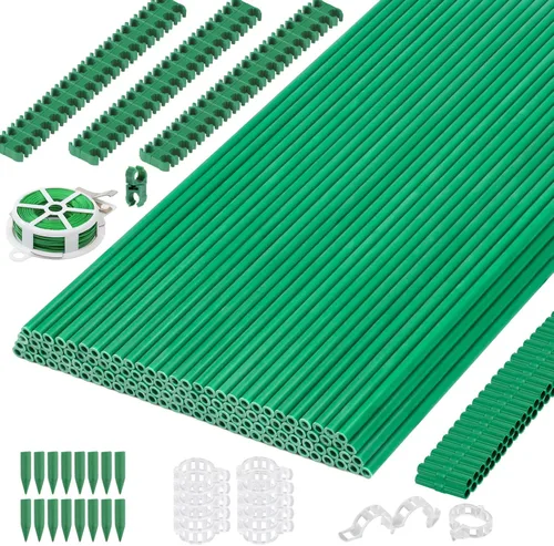 Vista 8 de Cludoo Juego de 94 estacas de jardín con 30 juegos de estacas de fibra de vidrio, soportes y accesorios, estacas de tomate de 4 pies, 5 pies, 6