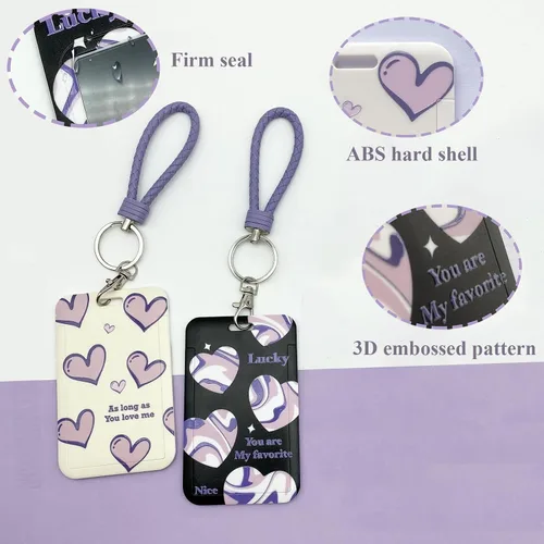 Vista 4 de 2 soportes para tarjetas fotográficas Kpop, estilo corazón, para PC, soporte para tarjetas de identificación con llavero, funda protectora