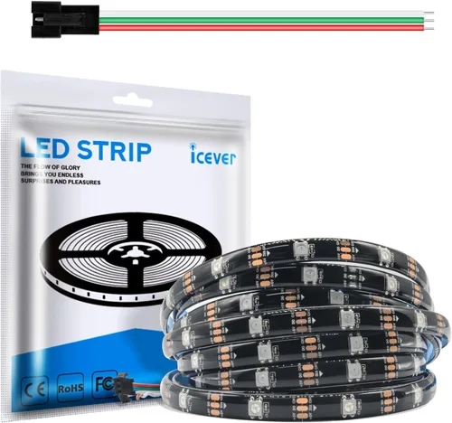 Vista 16 de Tira de luces LED WS2812B de 16.4 pies, 5 V, 150 LED RGB IC 5050SMD direccionables individuales – PCB blanco flexible IP30-30LEDs/m MagicRGB Dream