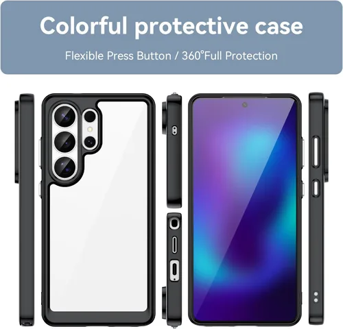 Vista 2 de TPU Cover for Yoresaw I26 Ultra + 2 HD Tempered Glass, Shell Protective Back Case - 9 Hardness Anti-Scratch Screen Protector (6,99")-MFXC - Black