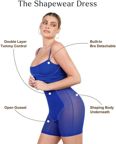 Vista 3 de Popilush Vestido moldeador para mujer, mini vestidos casuales de verano, ajustado, corto, entallado, para fiesta, club, con tirantes delgados