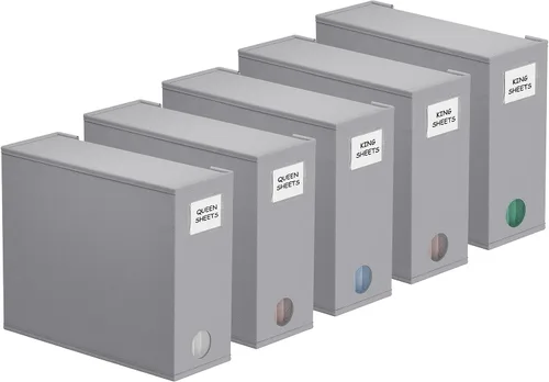 Vista 9 de SpaceAid Paquete de 5 Organizadores y Almacenamiento de Sábanas de Cama, Organizador de Sábanas Plegable para Armario de Ropa Blanca, Carpeta