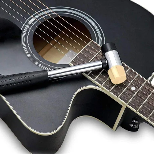 Vista 5 de Martillo de plástico para guitarra, cabeza de latón y goma, herramienta de martillo de trastes de doble cabeza, herramientas de anatomía