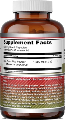 Vista 5 de Amazing Formulas - Suplemento en cápsulas de arroz de levadura roja, 1200 mg por porción, sin OMG, sin gluten, fabricado en Estados Unidos