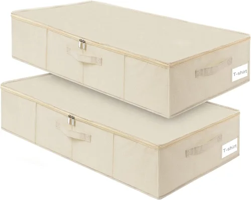 Vista 14 de Caja grande de conservación para vestidos de novia, paquete de 2 recipientes de almacenamiento debajo de la cama con tapas y asas, se adapta a