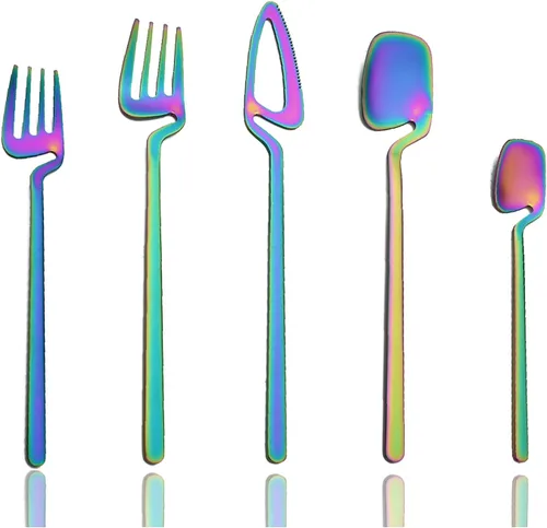 Vista 11 de JASHII 8 cucharas de mango largo para colgar, cuchara de té helado, cuchara de café, cucharas agitadoras de acero inoxidable 304 para té, postre