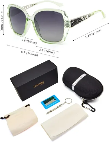 Vista 6 de LECKIRUT - Lentes de sol de gran tamaño para mujer lentes de sol clásicos y a la moda con protección UV polarizada