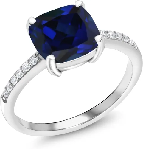 Vista 32 de Gem Stone King Anillo de compromiso de plata de ley 925 con piedra preciosa de corte cojín de 0.315 in Anillo de compromiso de aniversario de boda