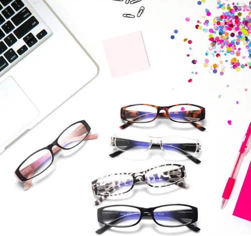 Vista 7 de 5 Pack Reading Glasses Blue Light Blocking for Women Fashion Spring Hinges Computer Readers Anti UV/Glare (5 Mix, 1.75)
