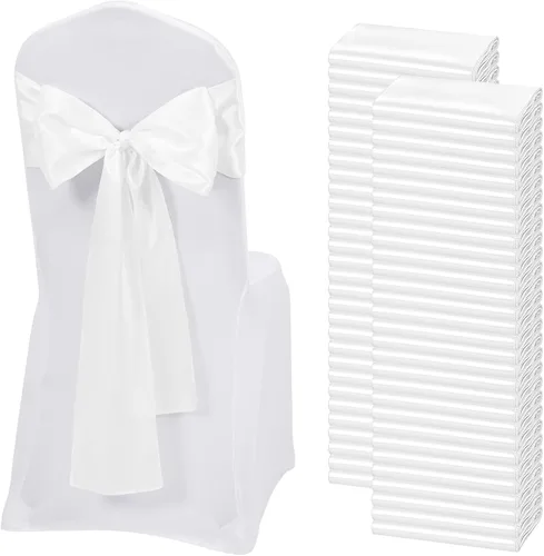 Vista 19 de 60 bandas de satén color burdeos para silla, diseño de lazos, para decoración de sillas de Acción de Gracias, boda, Navidad, banquetes, fiestas