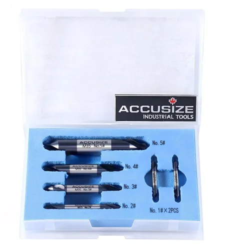 Vista 11 de Accusize - Juego de brocas centrales largas, #1-#5, 3/64"-3/16", 5-Pc, M2 HSS, 3560-1001 4.0 in OAL, Acero de Alta Velocidad M2, Estilo Liso