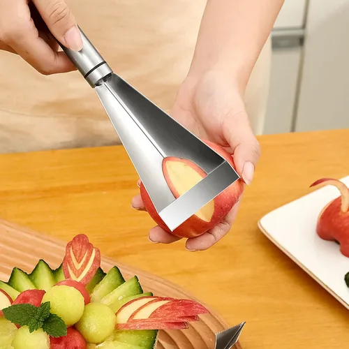 Vista 2 de Cuchillo para tallar frutas, acero inoxidable antideslizante cuchillas de grabado herramienta para tallar frutas, herramienta de cuchillo de canal