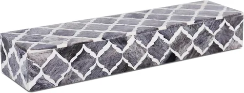 Vista 12 de Handicrafts Home Organizador para joyas y caja de almacenamiento, cajas decorativas para mujer y chicas, para envoltura, estampado de cheurón blanco