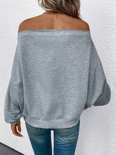 Vista 2 de WDIRARA Sudadera casual de manga larga con botones laterales y hombros descubiertos para mujer