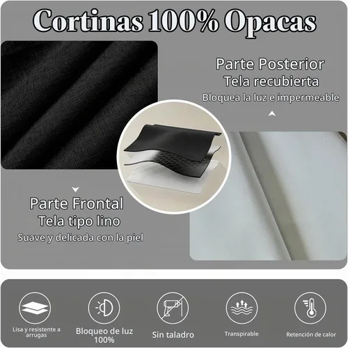 Vista 4 de Cortina opaca adhesiva, tratamiento completo de ventana de oscuridad para oficina en casa