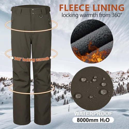 Vista 3 de Outdoor Ventures Lite - Pantalones deportivos impermeables y resistentes al viento para hombre, con forro polar, para senderismo, esquí, nieve