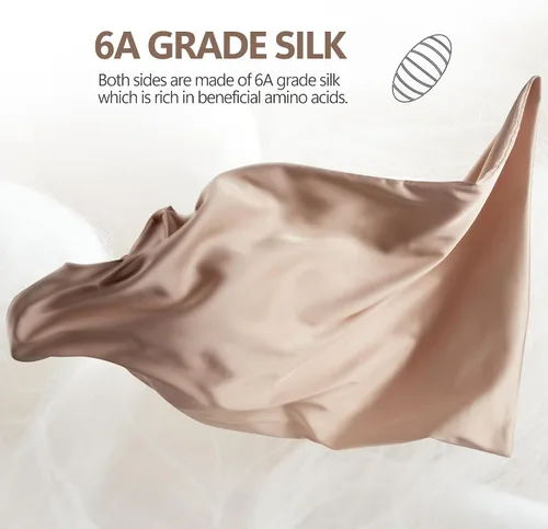 Vista 3 de Fundas de Almohada de Seda - Funda de Almohada de Lujo 6A 100% Seda de Morera para Cabello y Piel - Antiarrugas, Refrescante y Suave, Cremallera