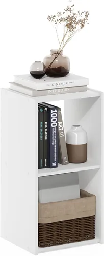 Vista 37 de Furinno PELLI - Estantería de 2 cubos con cubos abiertos y cerrados, armario organizador de almacenamiento de 2 x 1, 12.2 x 11.6 x 24.2, para sala