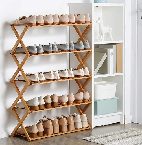 Vista 5 de Zapatero plegable multicapa organizador de almacenamiento a prueba de polvo armario de zapatos instalación gratuita de la puerta del hogar