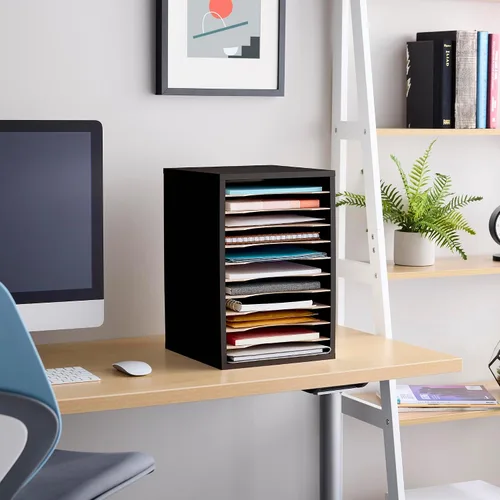 Vista 3 de Safco Products - Organizador vertical de escritorio, 11 compartimentos, negro