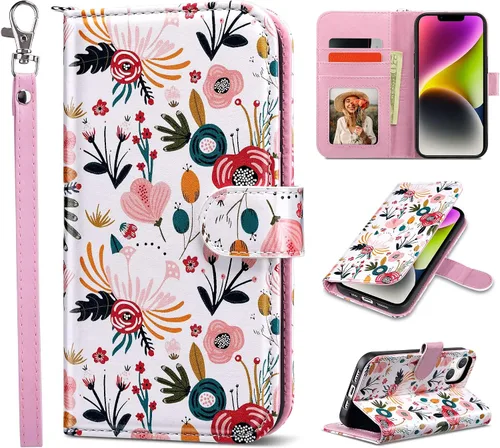 Vista 33 de ULAK Compatible con iPhone 14 Funda Cartera para Mujeres, Cubierta Plegable de Cuero PU Premium con Portador de Tarjetas, Función de Soporte Funda