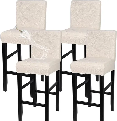 Vista 15 de SearchI Juego de 2 fundas para taburetes de bar, fundas de asiento de taburete elásticas y lavables, fundas para sillas de altura de mostrador
