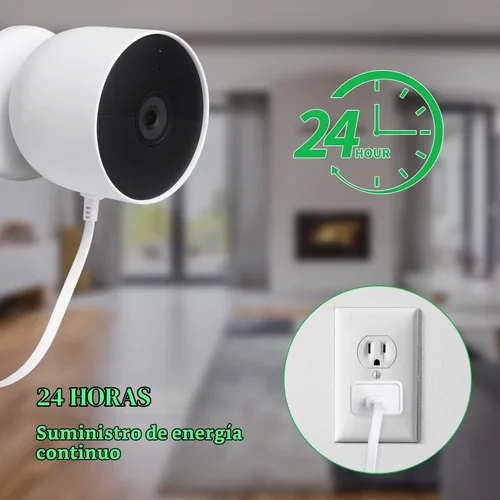 Vista 4 de wochel - Cable de alimentación compatible con Google Nest Cam para exteriores o interiores, batería, 30 pies, resistente a la intemperie, cable