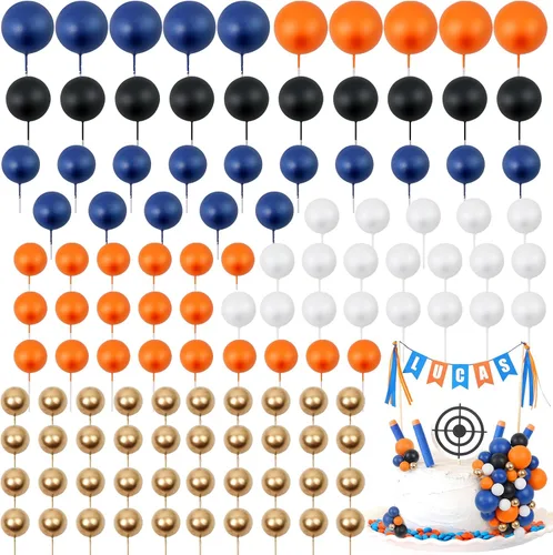 Vista 11 de 115 PCS Adornos para Pasteles de Pelota - Decoraciones de Pastel de Mini Globos Pelota de Espuma Palillos para Cupcakes Adornos Insertables DIY