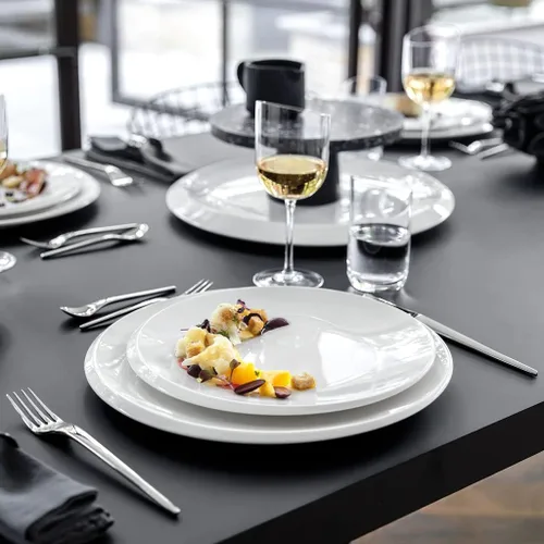 Vista 6 de Villeroy & Boch - Plato NewMoon Gourmet, plato moderno para ocasiones especiales, porcelana premium, apto para lavavajillas, 12.6 pulgadas, blanco