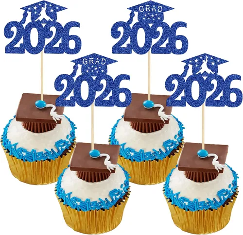 Vista 39 de Gyufise 1 paquete de decoración de pastel de graduación 2025 con purpurina de felicitaciones clase de 2025, decoración de pastel de diploma 2025