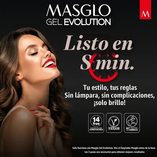 Vista 5 de MASGLO Gel Evolution - Juego de 3 esmaltes de uñas, no necesita lámpara UV/LED, secado rápido, uso de 12 días, fórmula libre de 14, acabado