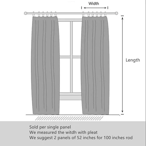 Vista 7 de Cortinas opacas plisadas de lino sintético con forro para sala de estar, dormitorio, puerta corrediza (1 panel), 34 pulgadas de ancho x 84 pulgadas