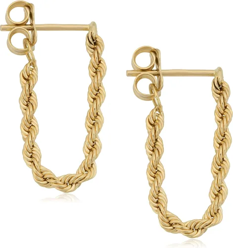 Vista 2 de Pendientes de aro colgantes de oro amarillo de 10 quilates con corte de diamante, Metal