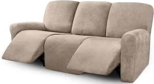 Vista 18 de ULTICOR Fundas de terciopelo para sofá reclinable de 8 piezas, fundas elásticas para sofá reclinable de 3 cojines, fundas para muebles, fundas